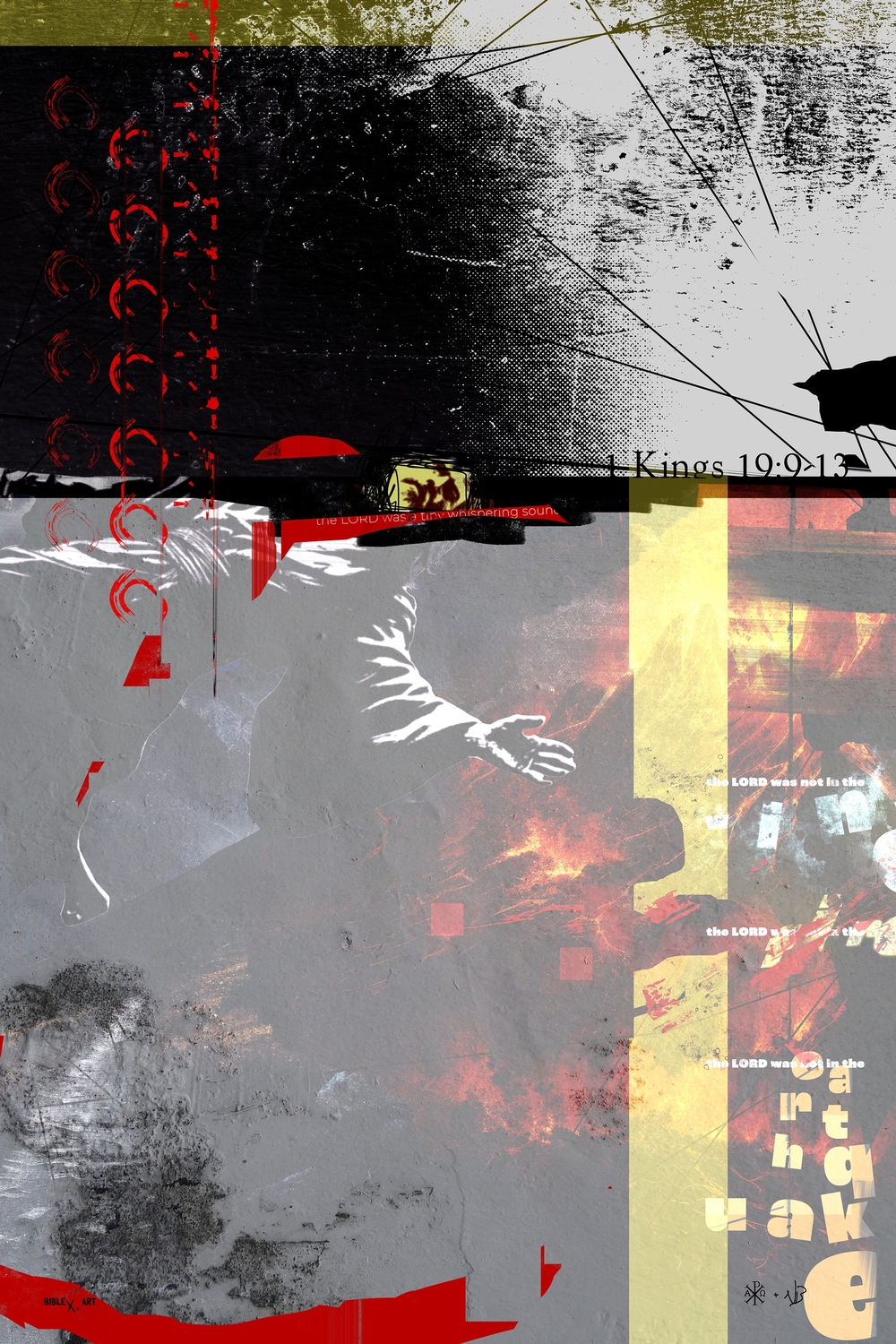 A design inspired by 1 Kings 19:9-13, illustrating Elijah’s encounter with God in the gentle whisper, emphasizing divine revelation, spiritual renewal, and the importance of seeking and listening to God