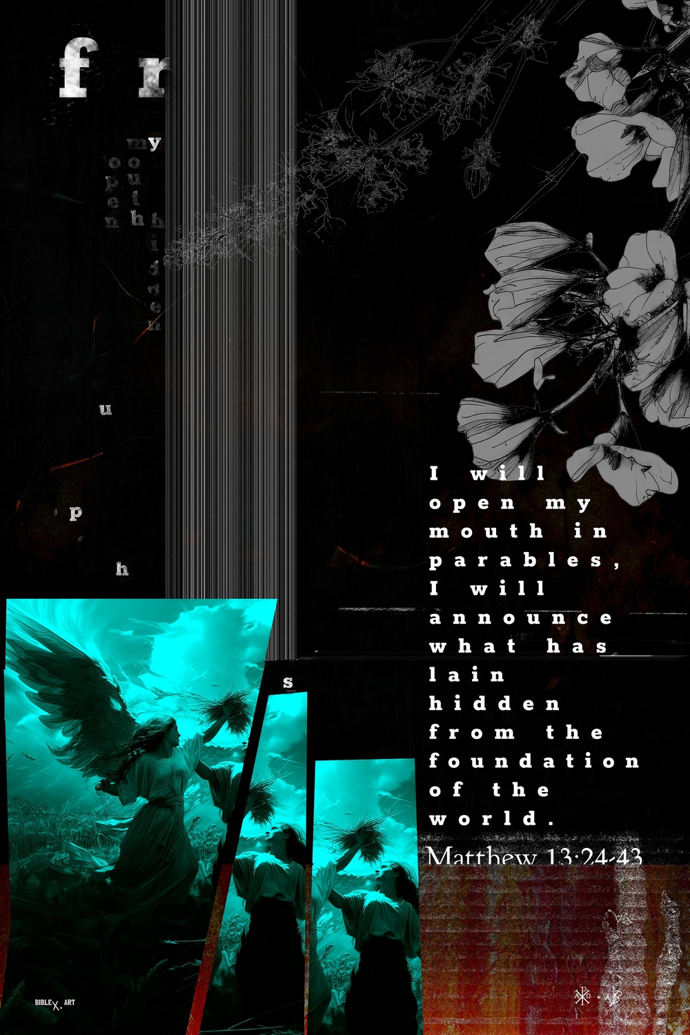 A design inspired by Matthew 13:24-43, illustrating the Parable of the Weeds, the patience of God’s judgment, the unstoppable growth of the Kingdom of Heaven, and the promise of reward for the righteous.