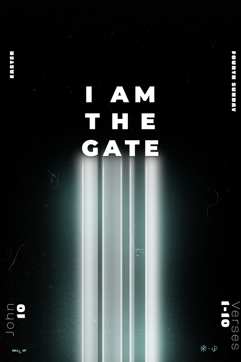 A design inspired by John 10:1-10, depicting Jesus as the Good Shepherd who provides salvation, guidance, and abundant life, calling believers to follow Him in faith and trust.